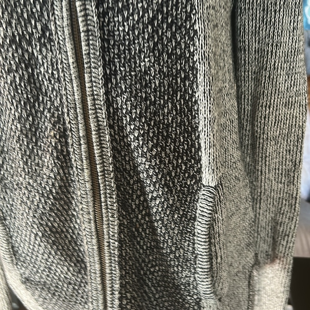 Anthropologie Sparrow Gray Zip Front Hooded Sweater Knit Back Zip Size Medium - Picture 2 of 12